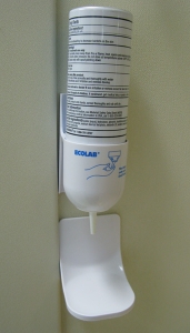 Hand hygiene ethyl alcohol foam canister wall dispenser